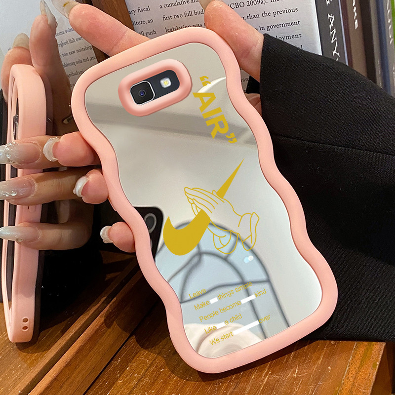 เคสสําหรับ Samsung J7 Prime Case Casing HP Hand Pattern Icon Kesing Kasing Macaron Mirror Cesing Sil