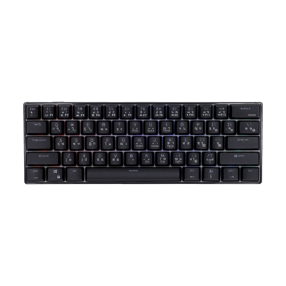 WIRELESS KEYBOARD (คีย์บอร์ดไร้สาย) ROYAL KLUDGE RK61 (BLACK) (RK RED SWITCH - RGB LED - EN/TH) \\\