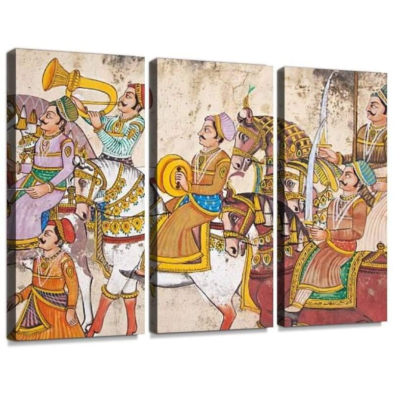 ศิลปะตกแต่งผนังใน udaipur in The Rajasthani Tradition ภาพจิตรกรรมฝาผนังพิมพ์บนผ้าใบผนังงานศิลปะการถ่