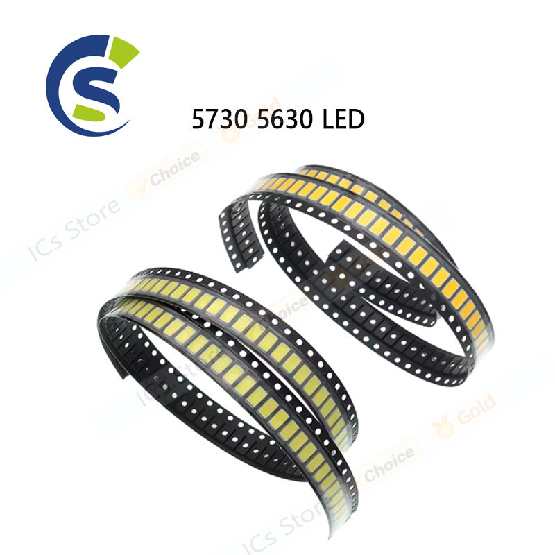 100 ชิ้น 5630/5730-CW/WW 0.5W-150Ma 50-55lm 6500K สีขาว/วอร์มไวท์ SMD 5730 ไดโอด (3.2~3.4V) 5730 563
