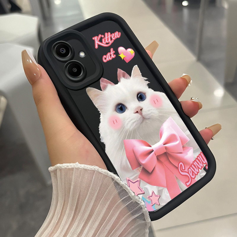เคสสำหรับ Samsung A06 4G เคสโทรศัพท์แมวสามสีซิลิโคนกันกระแทก