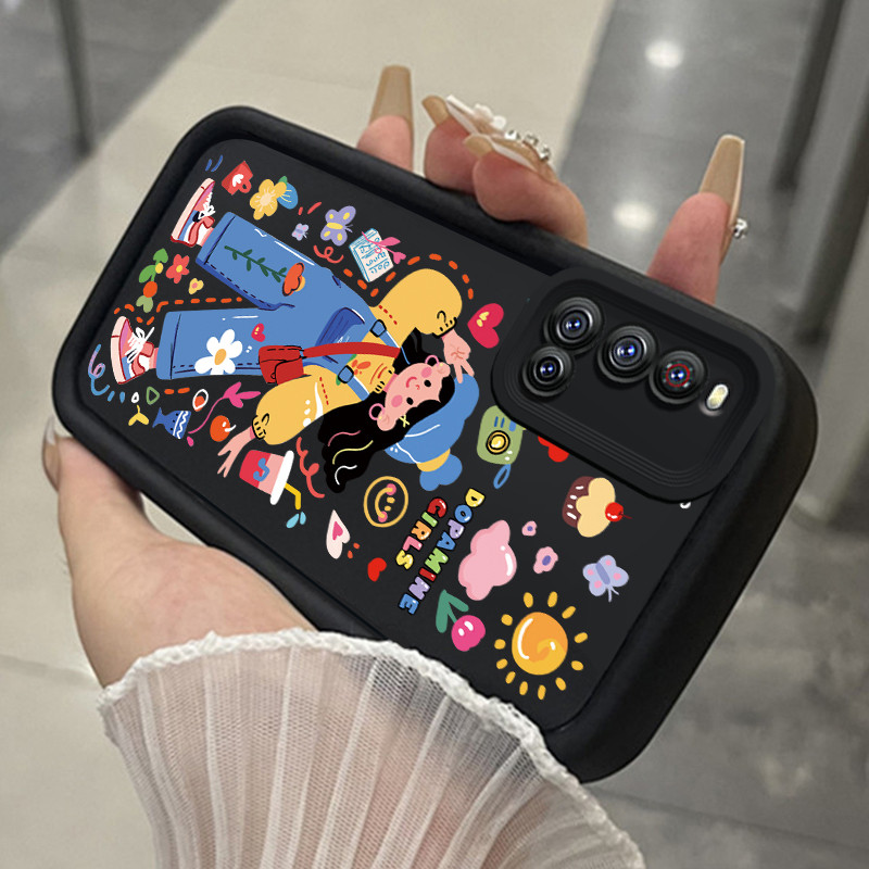 เคสสำหรับ VIVO V19 เคสโทรศัพท์สาวนําโชคสามสีซิลิโคนกันกระแทก