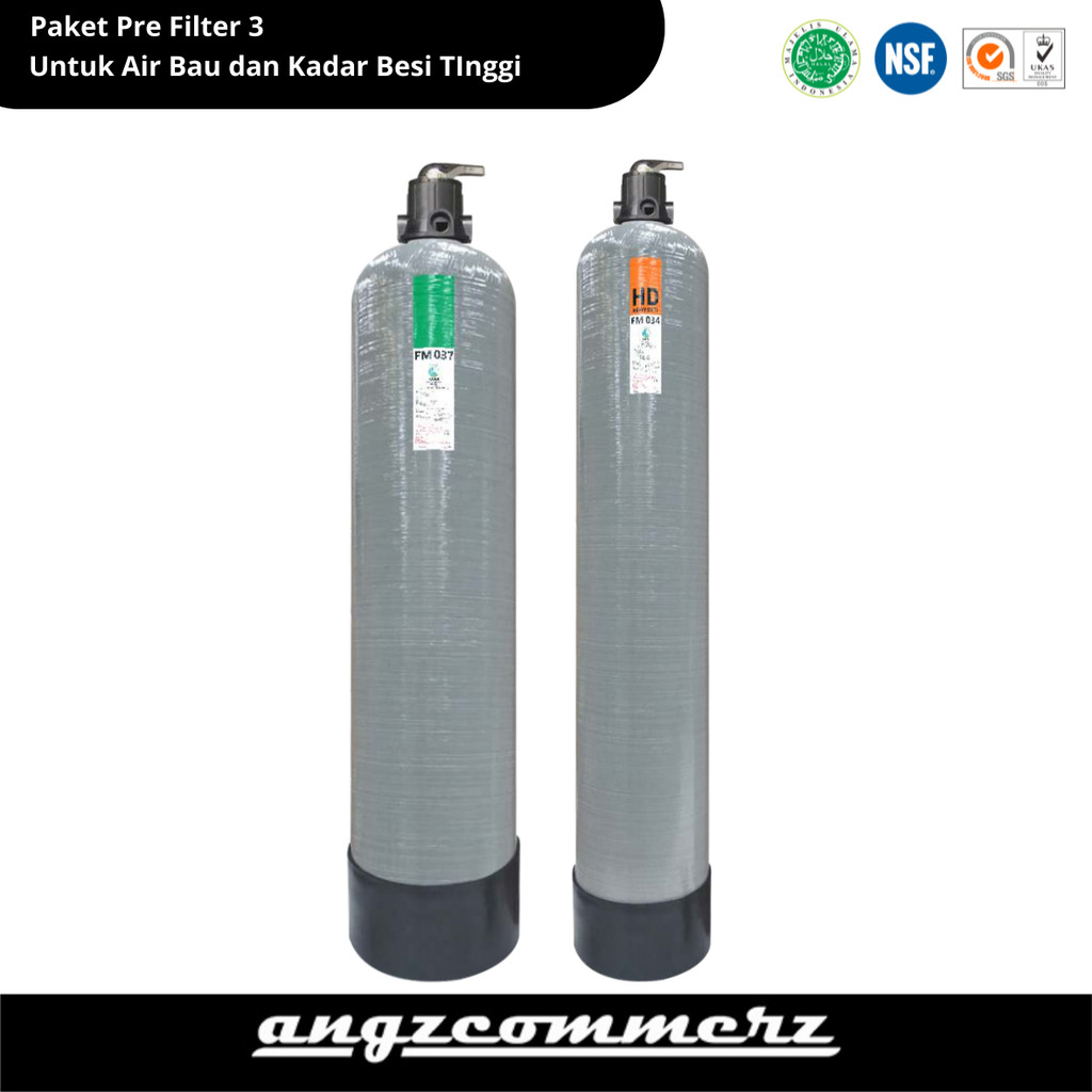 MOIJI Pre Filter Package 3 เครื่องกรองน้ําสีเหลืองและระดับน้ําสูง 1 ชุด FM-037 และ FM034HD