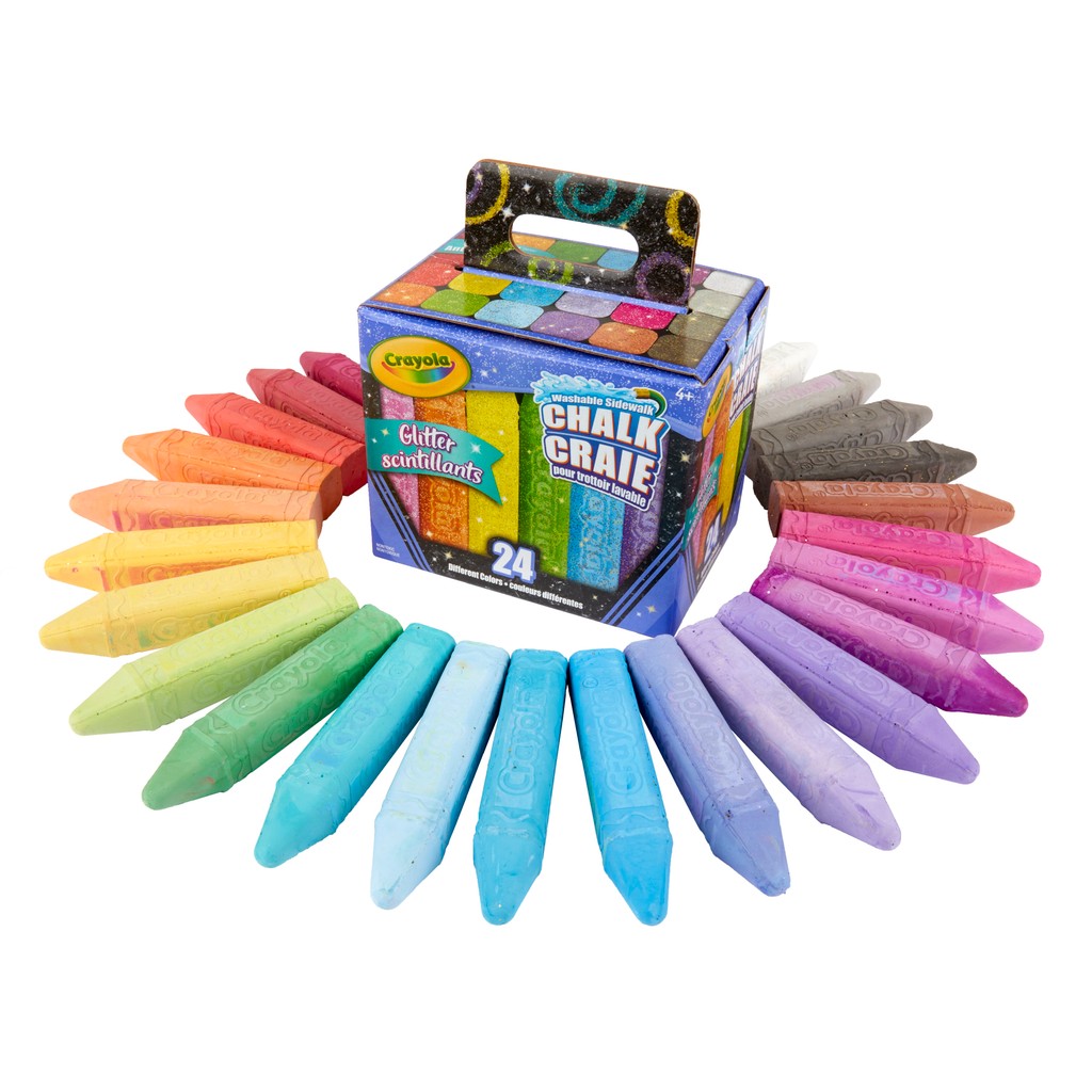 Crayola 24Ct Glitter Washable Chalk เครโยล่า ชอล์ก สีกากเพชร ล้างออกได้ 24สี 51-8300