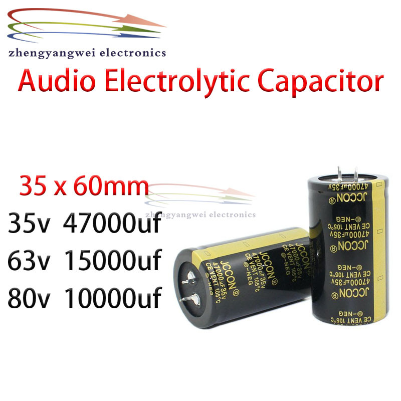 1pcs 35x60 มม.35 V 47000uf 63 V 15000uf 80 V 10000uf สีดํา Audio Electrolytic Capacitor สําหรับ Hifi
