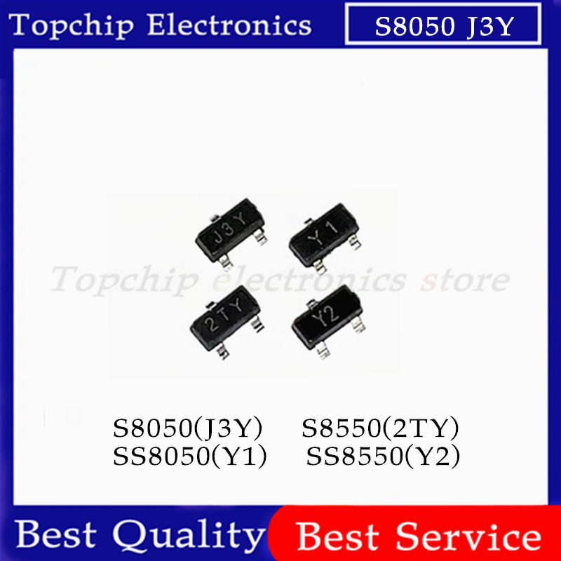 100 ชิ้น S8050 S8550 SS8050 SS8550 SOT23 J3Y 2TY Y1 Y2 SMD ทรานซิสเตอร์ SOT-23