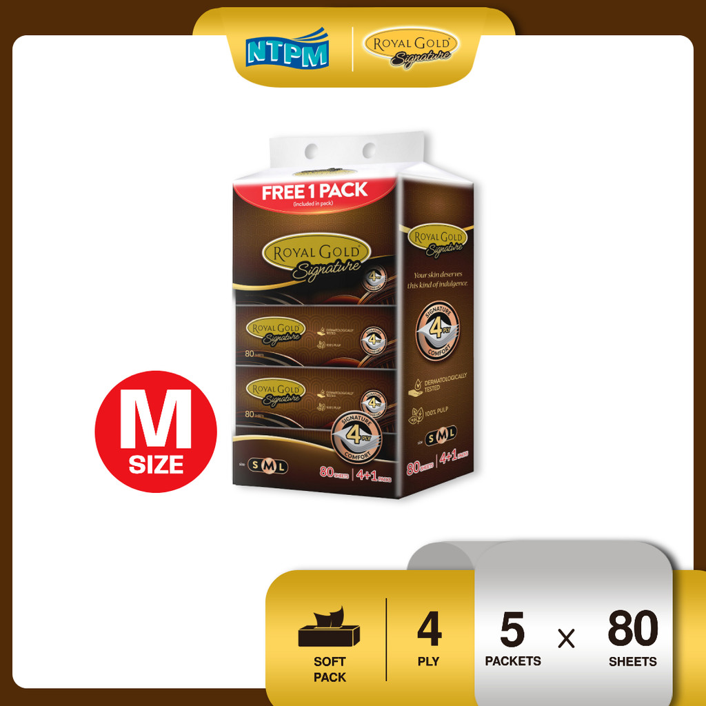 Royal Gold Signature Soft Pack (ไซส์ M) 4 PLY (80s x 4 + 1 ซอง)