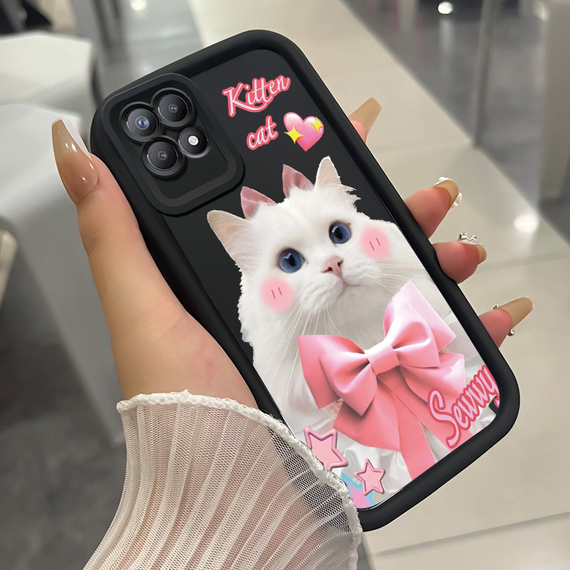 เคสสำหรับ Realme 8i Narzo 50 เคสโทรศัพท์แมวสามสีซิลิโคนกันกระแทก