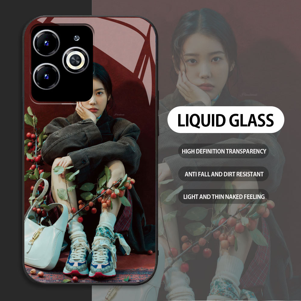 เคสกระจกนิรภัยสําหรับ INFINIX Smart 5 2020 6 7 8 เคสโทรศัพท์มือถือ IU รูปแบบจากเกาหลี เคส HP แบบกําห