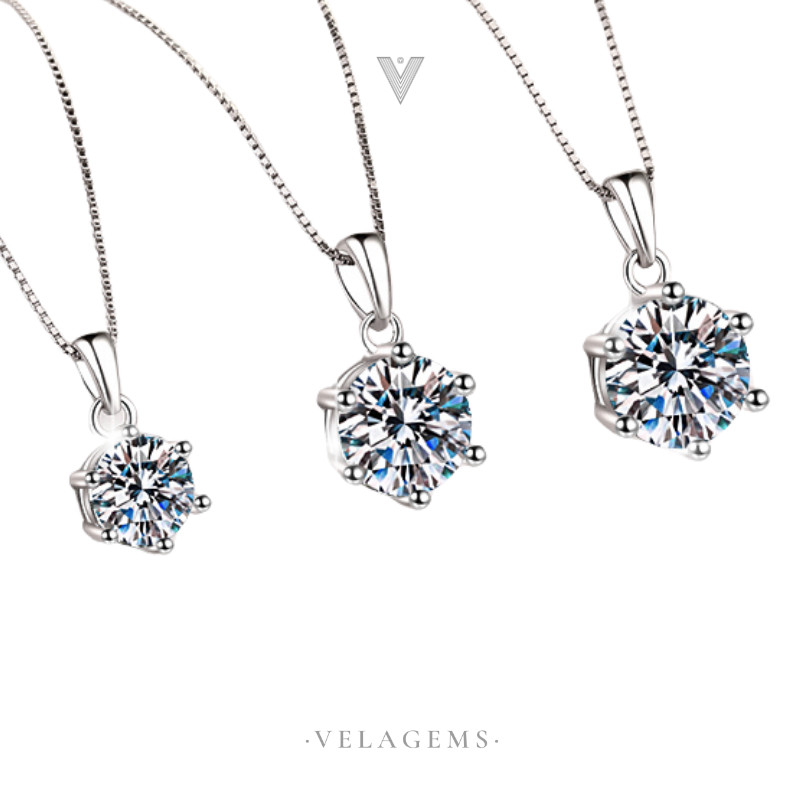 VELAGEMS قلادة مويسانيت 1 قيراط فضة 92.5% — صورة 4