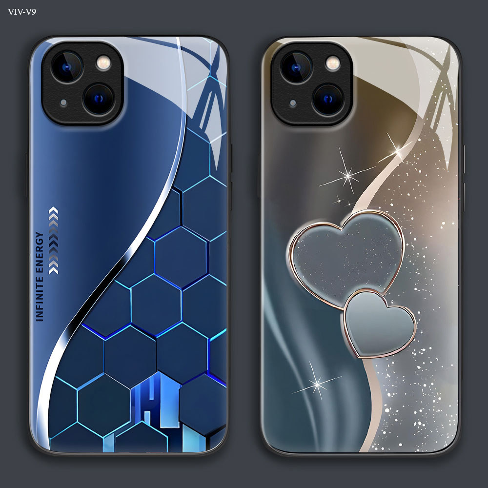เคส For VIVO V23 V23E V21 V20 V19 V15 V11i V9 SE Pro 4G 5G เคสโทรศัพท์ เคสมือถือ เคสวีโว่ เคสแข็ง Phone Glass Case BLK