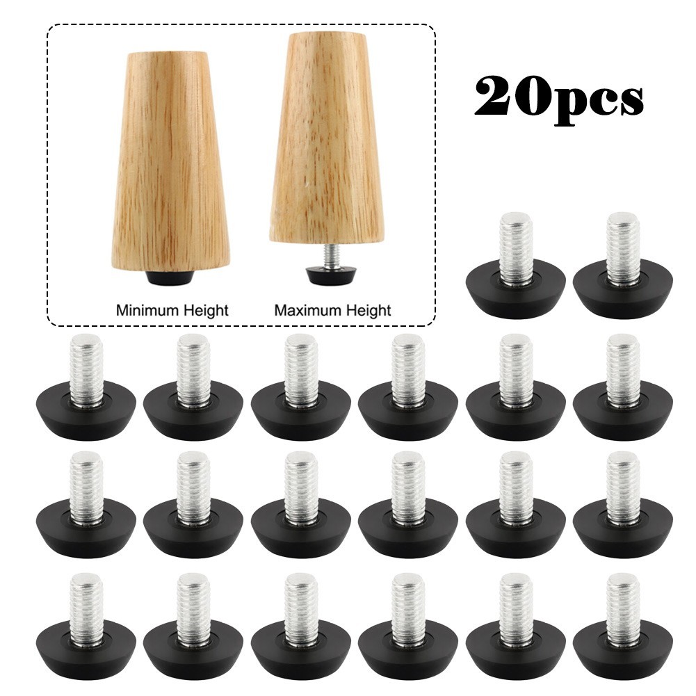 [Z-SMARTCHOICE] 20pcs Thread Table Table Screw On Adjustable Levelling Foot Feet 21mm Base