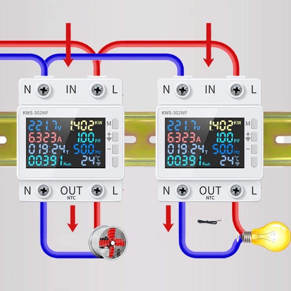 [Z-SMARTCHOICE] 8-1 power Meter 2P AC energy Meter APP control 170-270V/63A สําหรับ tuya wifi