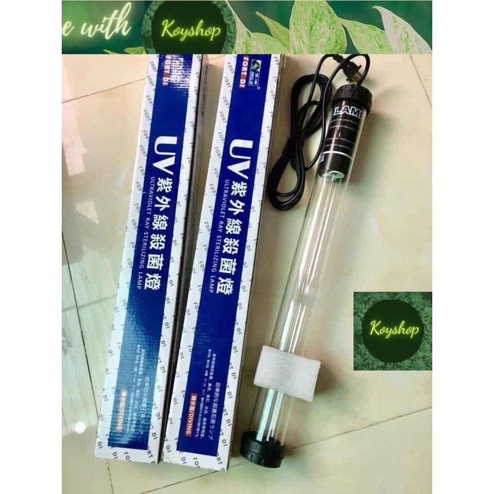Fort Di UV Light Bulb 9W - 100W ฆ่าสาหร่าย ฆ่าเชื้อบ่อก้อย อุปกรณ์ตู้ปลา โคมไฟ UV 55W, 53cm