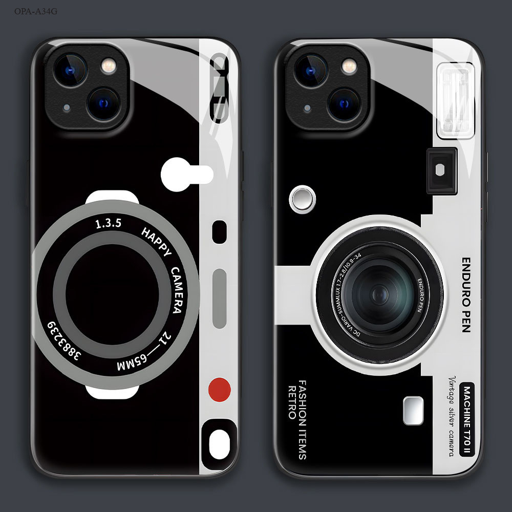เคส For เคสแข็ง OPPO A3 A3X A60 A18 A78 A79 A17 A54 A38 A58 A77 A98 A17K A57 Pro 4G 5G เคสออปโป้ Glass Case BLK