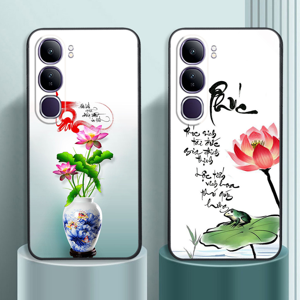 เคส Vivo V40 Lite พร้อมการประดิษฐ์ตัวอักษรฮวงจุ้ยราคาถูกและโชคลาภ/PK 98