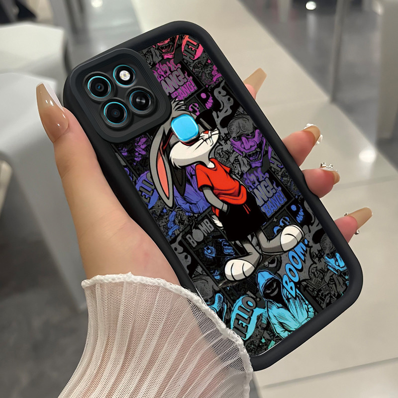 เคสสำหรับ Infinix Smart 6 เคสโทรศัพท์กระต่ายสามสีซิลิโคนกันกระแทก