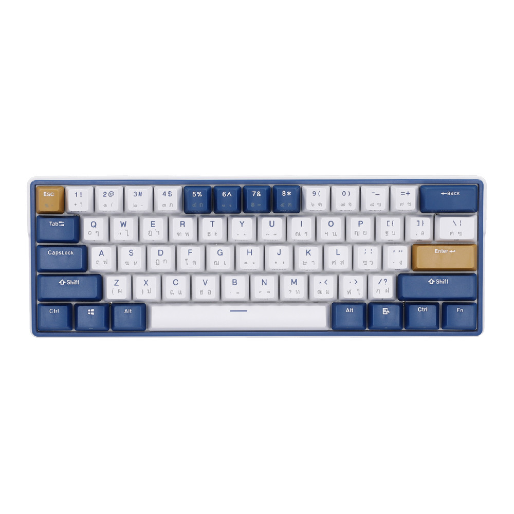 WIRELESS KEYBOARD (คีย์บอร์ดไร้สาย) ROYAL KLUDGE RK61 PLUS (WHITE-BLUE) (RK SKY CYAN SWITCH - RGB LE