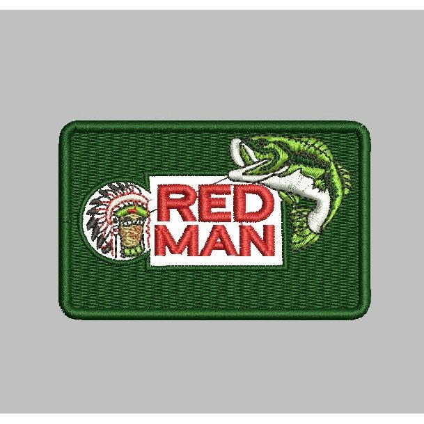 ADVF-89 FISHING RED MAN INDIAN FISHING PATCH EMBROIDERED LOGO