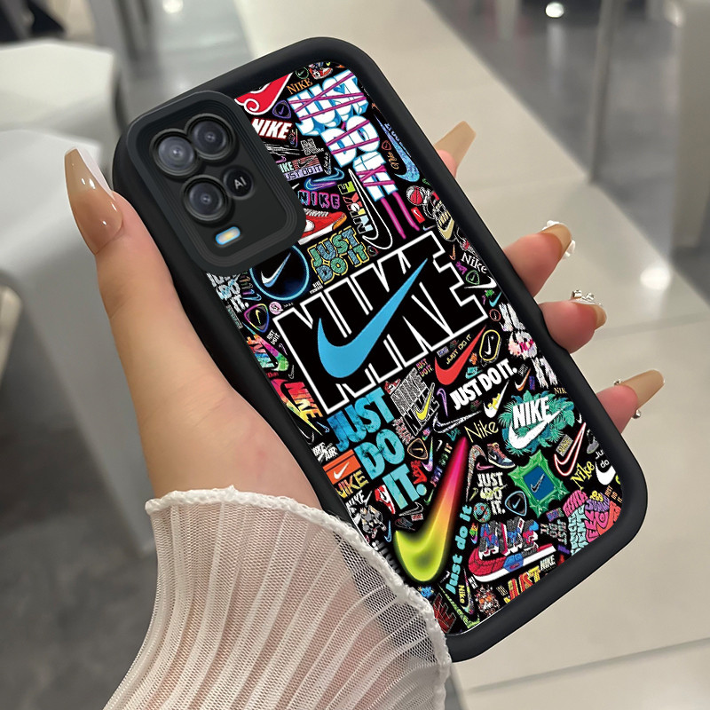 เคสสำหรับ OPPO A54 เคสโทรศัพท์แบรนด์อินเทรนด์สามสีซิลิโคนกันกระแทก
