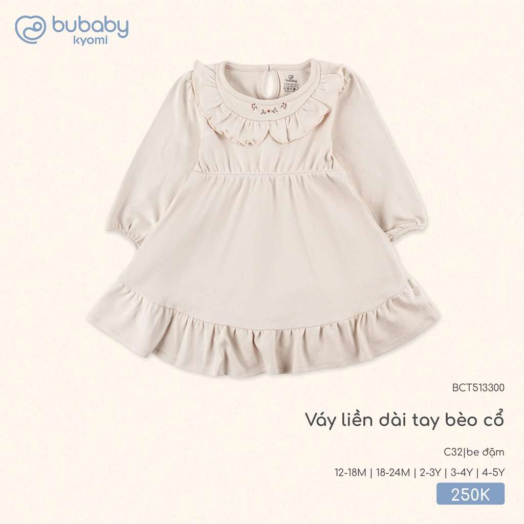 BU (12M-4Y) – ชุดเดรสคอระบายแขนยาวสําหรับเด็กทารกเป็นยางยืดโปร่งสบาย – BCT513300 ZZ ZZ ZZ ZZ ZZ ZZ Z