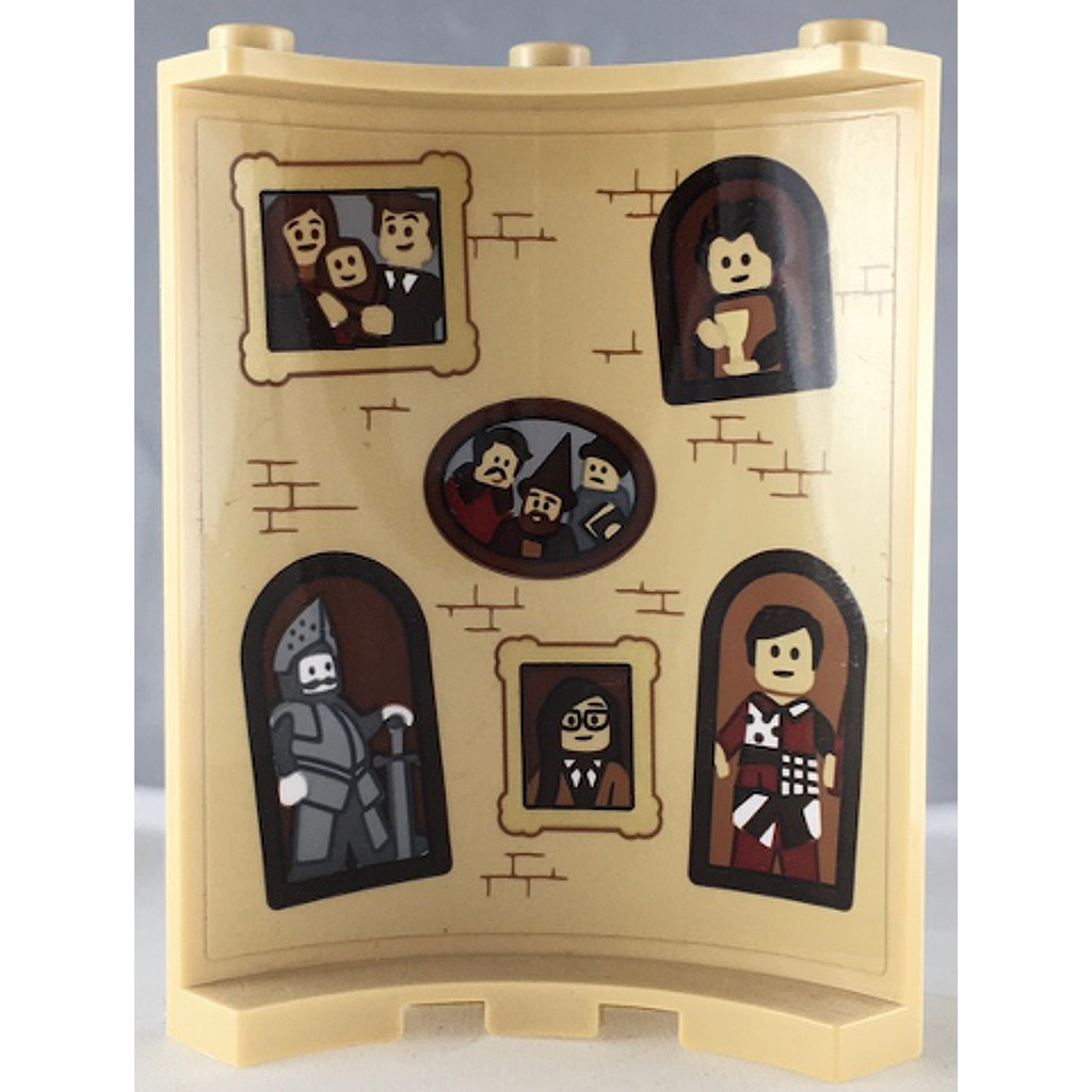 Brick2cube Part - Cylinder Quarter 4 x 4 x 6 with Bricks and Six Portraits with Knight Pattern on In