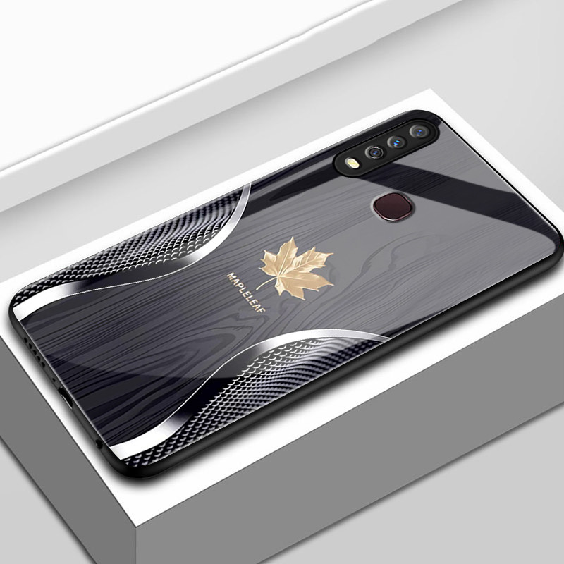 เคสสำหรับ VIVO Y12 Y15 Y17 Y12i Y3 Y3s 2020 เคสโทรศัพท์ใบเมเปิ้ลนำโชคเปลือกแก้วกันกระแทก