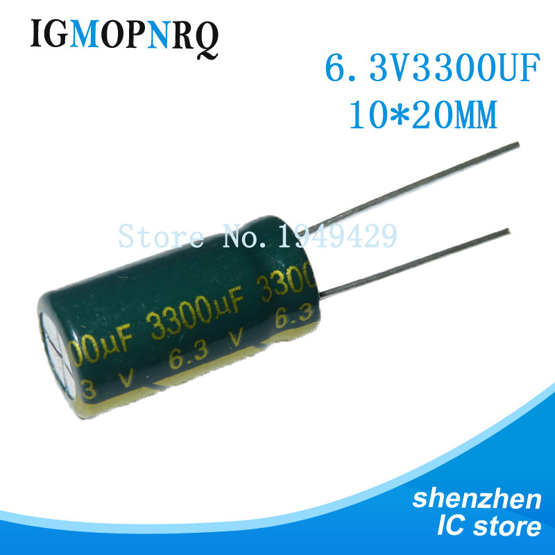 10 ชิ้น/ล็อต 6.3 V 3300uF อลูมิเนียม Electrolytic Capacitor 10*20 Electrolytic Capacitor 6.3 V 3300u