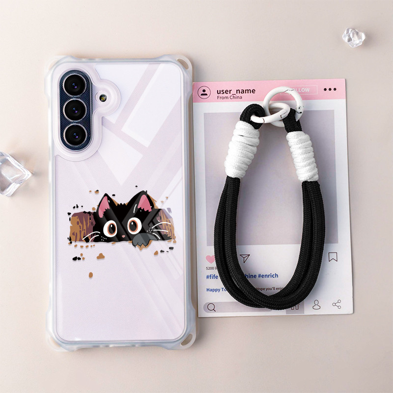 HP GANTUNGAN ขนาดเล็กแมวเคสโทรศัพท์ + ไม้แขวนเสื้อสําหรับเคสโทรศัพท์แบบนุ่มRealme C71 C75 C75X C51S 