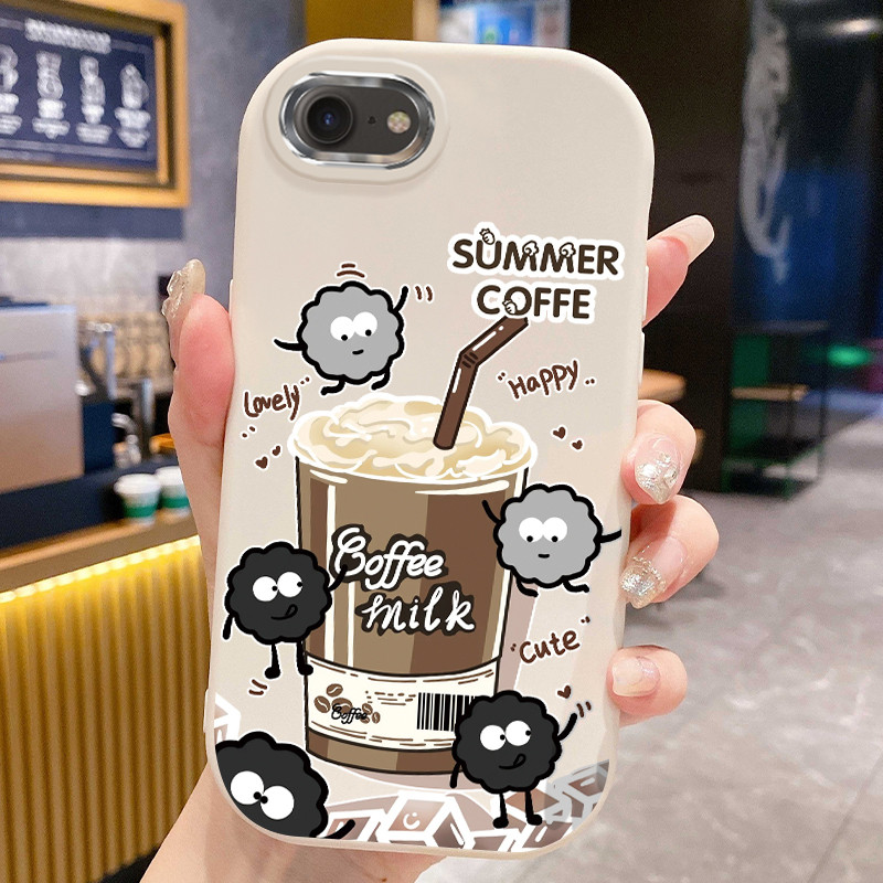 เคสสำหรับ iPhone 6 Plus 6s Plus 7 Plus 8 Plus X Xs Max Xr 11 Pro Max เคสโทรศัพท์กาแฟฤดูร้อนกันกระแทกกลมและอ้วน