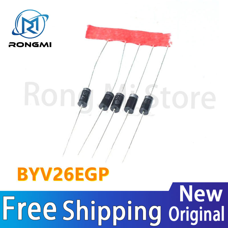 100 ชิ้น/ล็อตใหม่ BYV26EGP วงจรเรียงกระแสไดโอด BYV26 DO-15 ในสต็อกขายส่ง