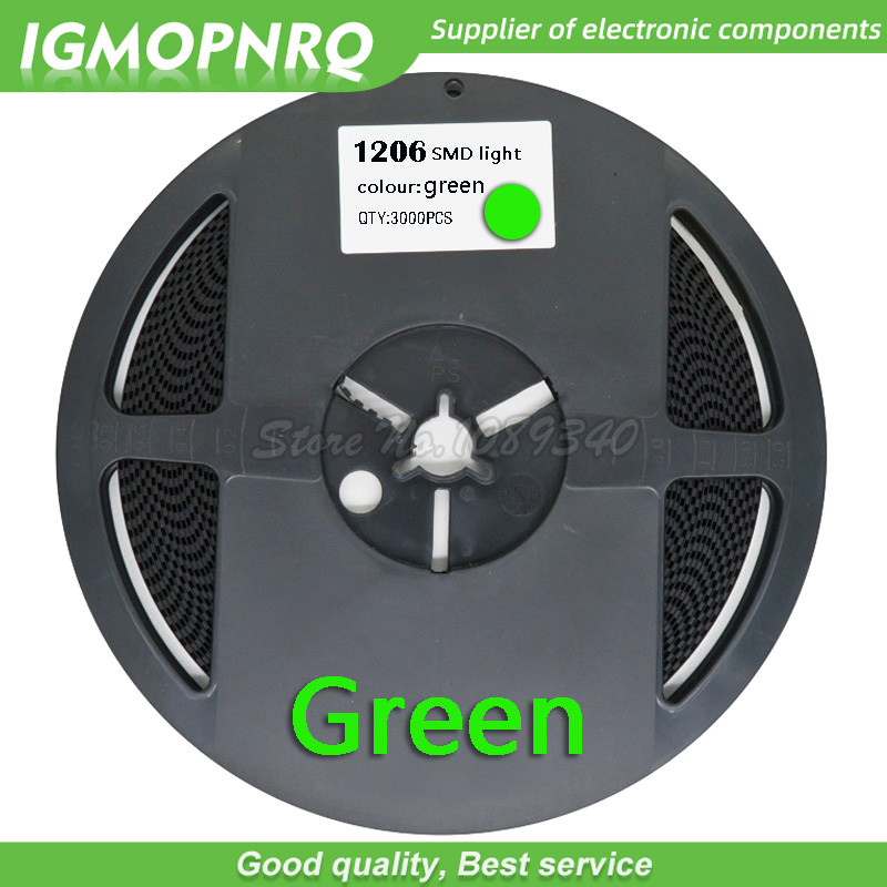 1reel 3000PCS 1206 SMD LED ไดโอดสีเขียว LED IGMOPNRQ