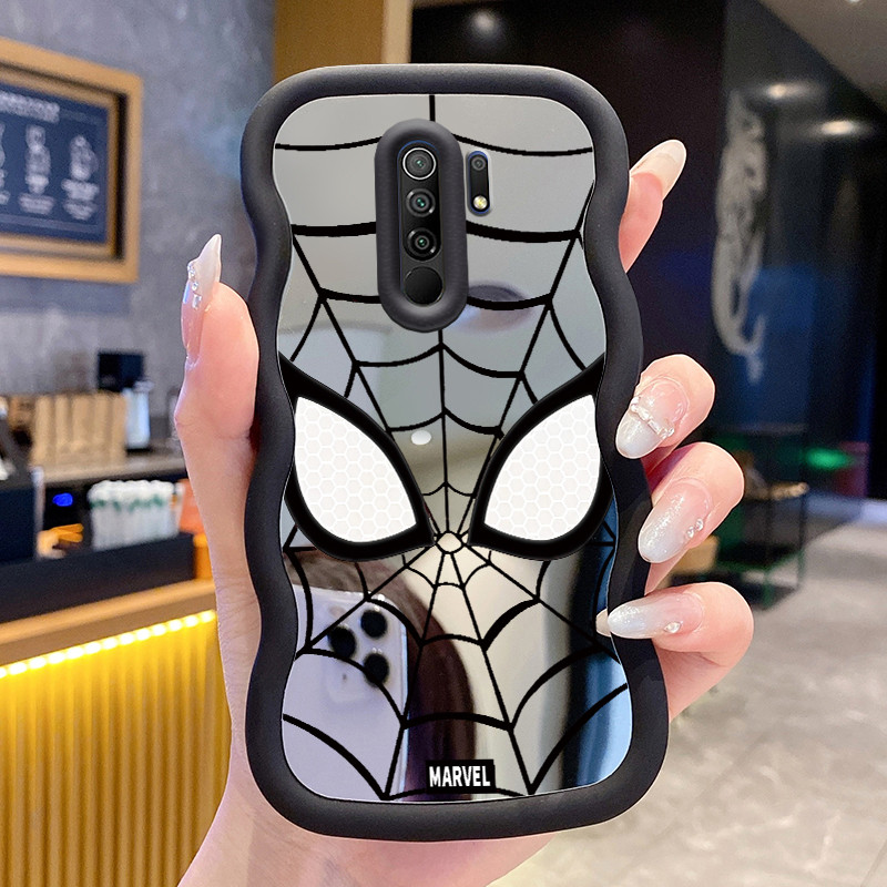สําหรับ Xiaomi Redmi 9 Prime POCO M2 กรณี Spider Web Case HP รูปแบบ Cesing Macaron กรณีกระจกซิลิโคน 