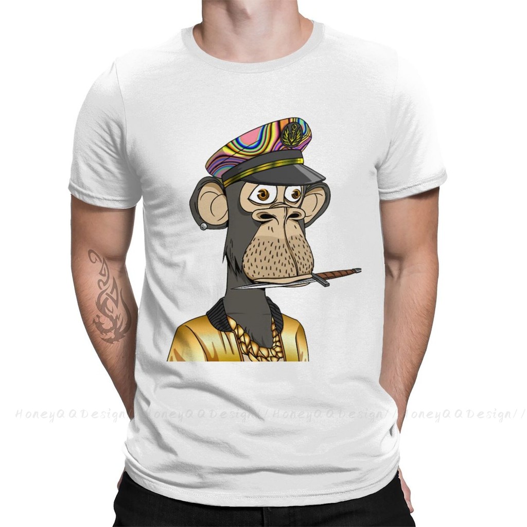 ผู้ชาย Bored Ape Yacht Club BAYC NFT เสื้อยืด 8135 คลาสสิกผ้าฝ้ายแท้ O คอ Tees Harajuku ผู้ใหญ่เสื้อ
