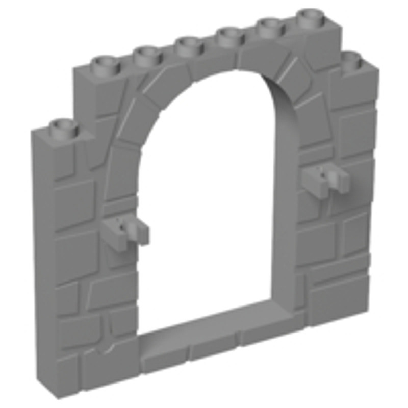 Brick2cube Part - Door, Frame 1 x 8 x 6 Arched with Clips and Stone Profile - 40242