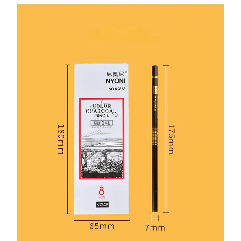 Nyoni White Charcoal Pencil / Nyoni White Charcoal Pencil 1 กล่อง 8 ชิ้น