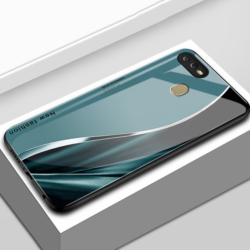 เคสสำหรับ OPPO A7 A5s A12 A12s A11K เคสโทรศัพท์เส้นเปลือกแก้วกันกระแทก