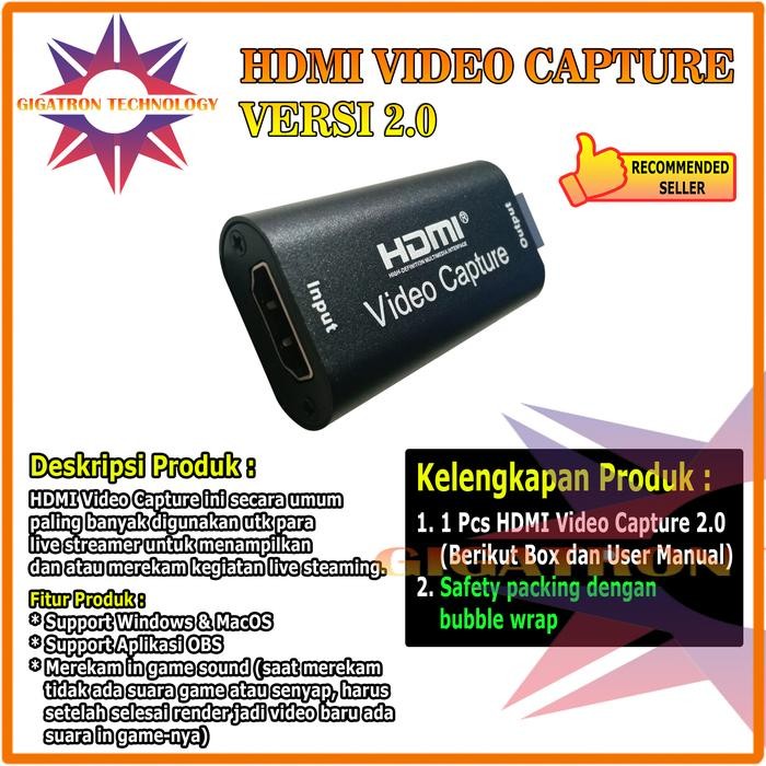 Central Eletech - Video Capture Hdmi Usb Card 2.0 Full Hd 1080P 60Fps Recording Gaming