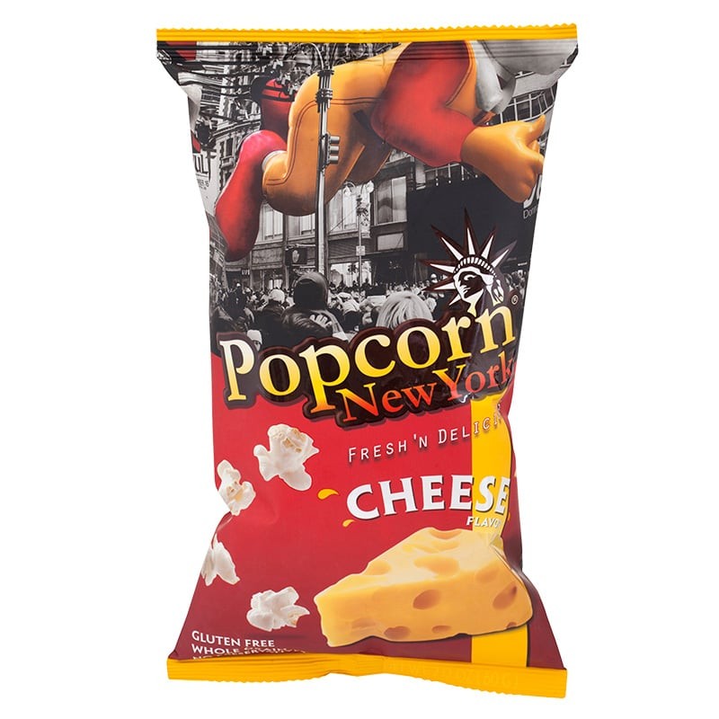 POPCORN NEWYORK ป๊อปคอร์นนิวยอร์กข้าวโพดคั่วรสชีส 60กรัม [0896719000796]