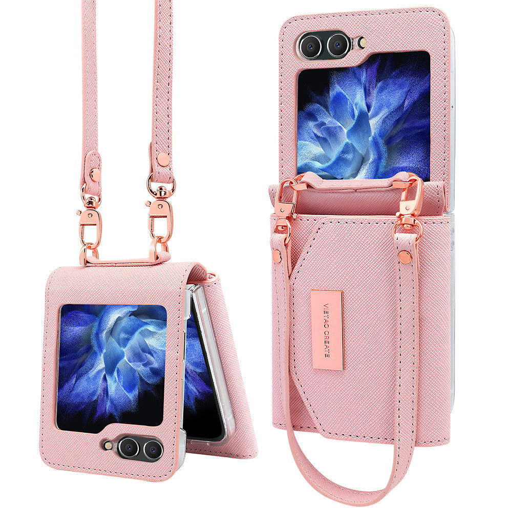 กล่องซอง Samsung Z Flip6 Z Flip5 Z Flip4 Z Flip3 หนัง PU สไตล์เกาหลี-ญี่ปุ่น กันรอย กันกระแทก สายคล้