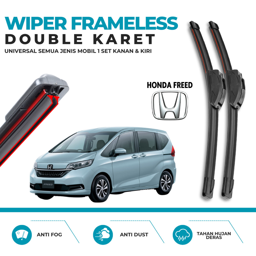 Honda Freed Car Wiper Dual Rubber Banana Model One คู่ซ้ายขวาทําความสะอาด Glass Perfect