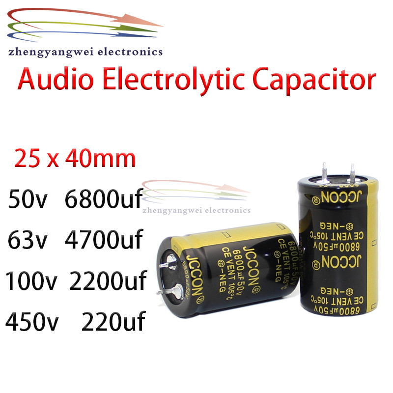 25x40 มม.2pcs 50v 6800uf 63v 4700uf 100v 2200uf 450v 220uf สีดํา Electrolytic Capacitor สําหรับ Hifi
