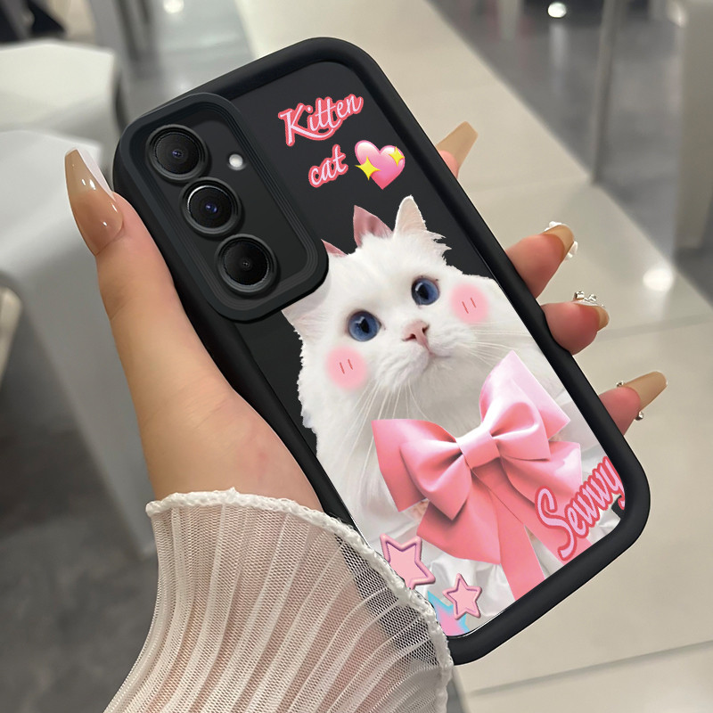 เคสสำหรับ Samsung A55 5G A35 5G เคสโทรศัพท์แมวสามสีซิลิโคนกันกระแทก