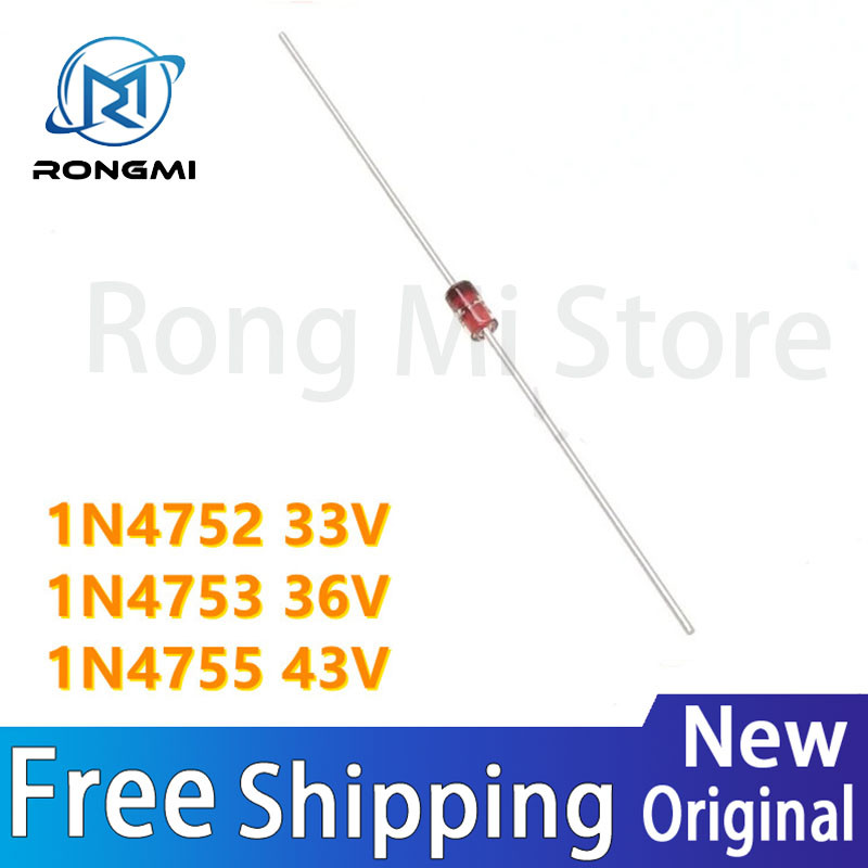 100 ชิ้น/ล็อตใหม่ 1N4752 1N4752A 1N4753 1N4753A 1N4755 1N4755A DO-41 ในสต็อกขายส่ง
