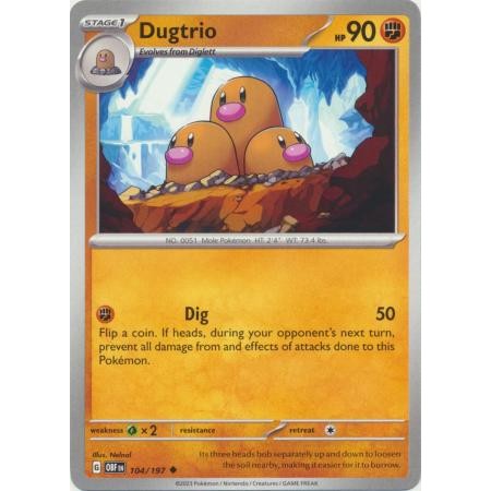 การ์ด Pokemon Dugtrio - 104/197 - Uncommon
