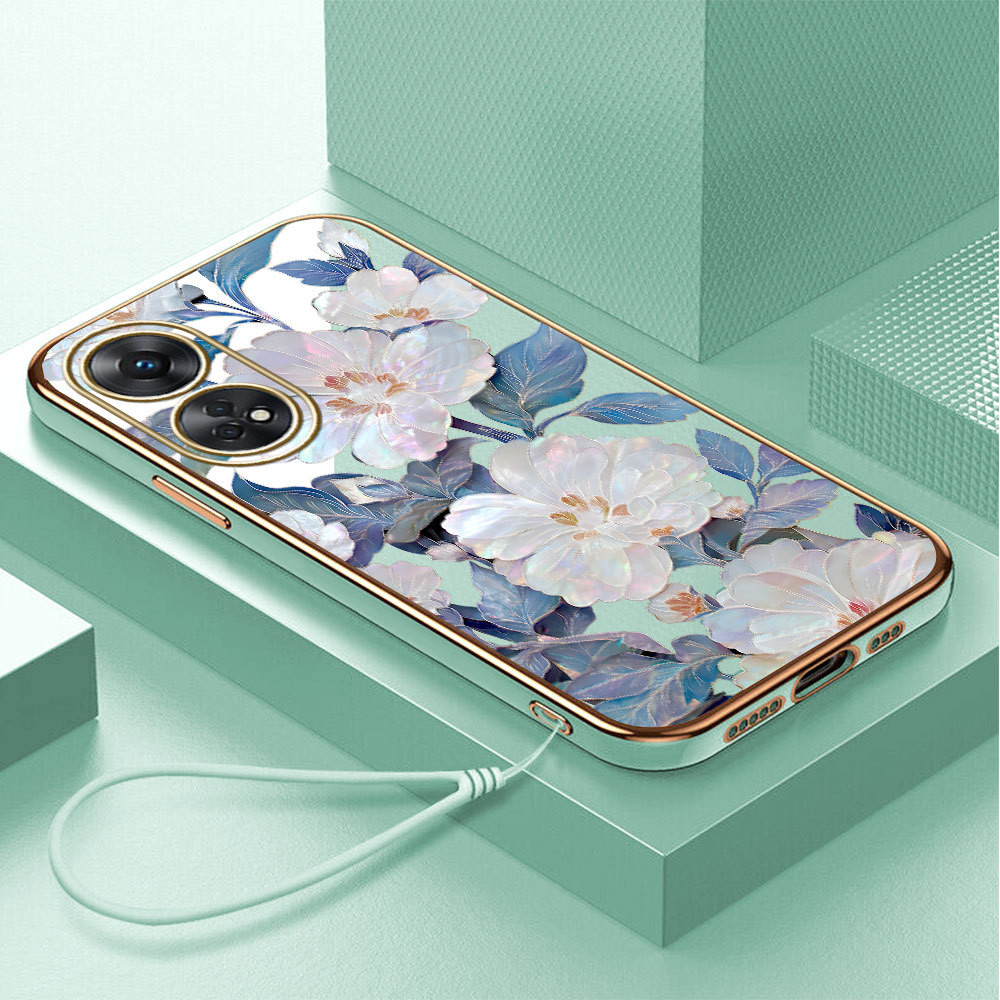 LOKAL OPPO Reno 8T 4G สําหรับสต็อกในพื้นที่ Lanyard เคสโทรศัพท์ปลอก Cassing Kesing Bunga Hp 2963 DD