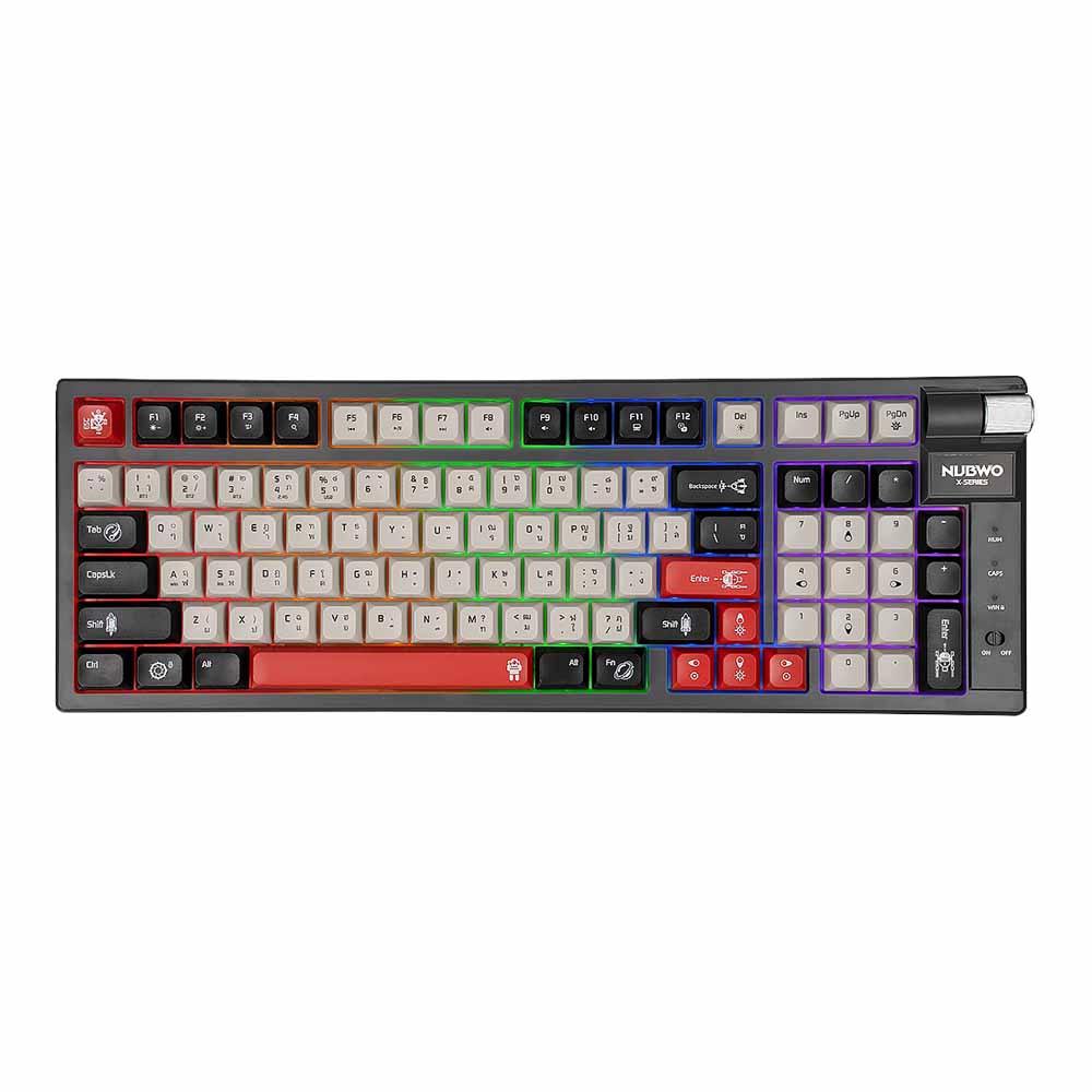 WIRELESS KEYBOARD (คีย์บอร์ดไร้สาย) NUBWO X803 GALACTIC (GRAY-BLACK-RED) (BLUE SWITCH MINI RGB EN/TH