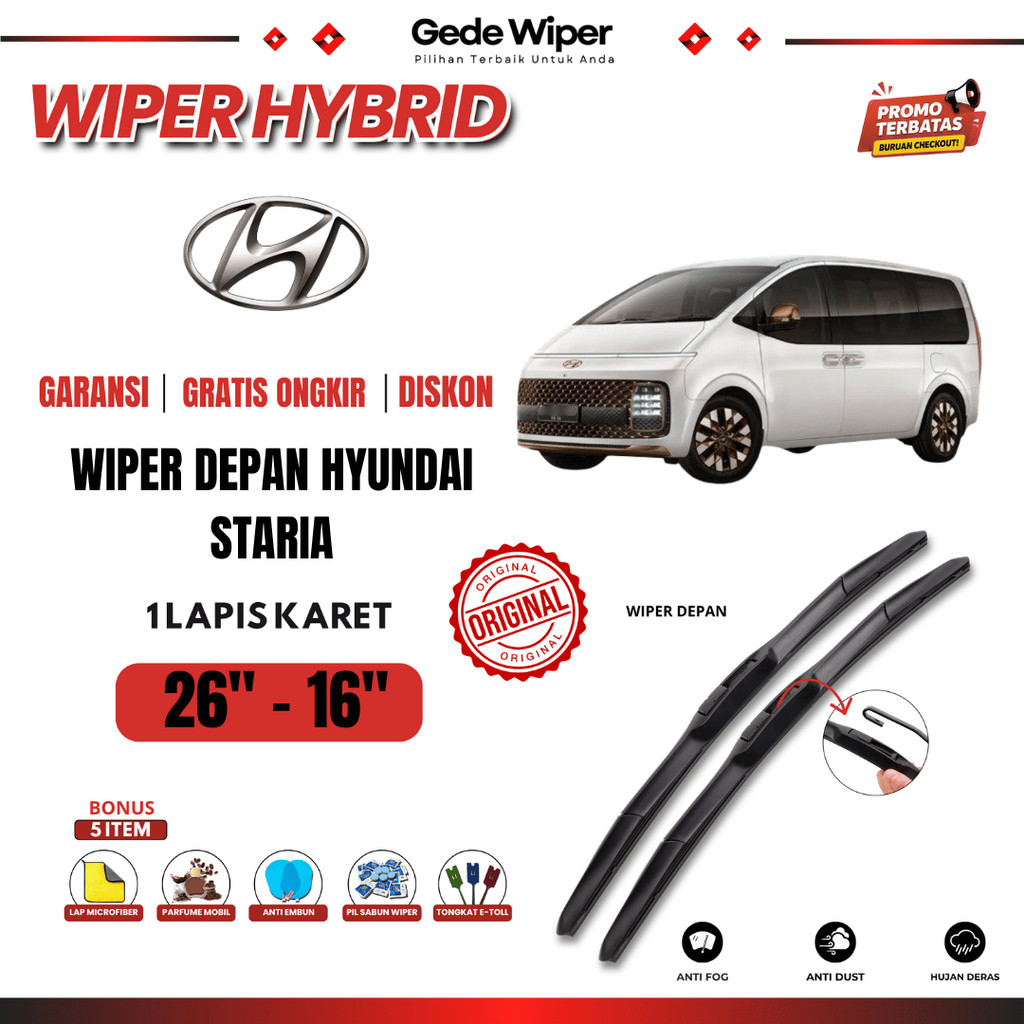 ที่ปัดน้ําฝนกระจกรถยนต์ Hyundai Staria Hybrid ฟรี 5 โบนัส
