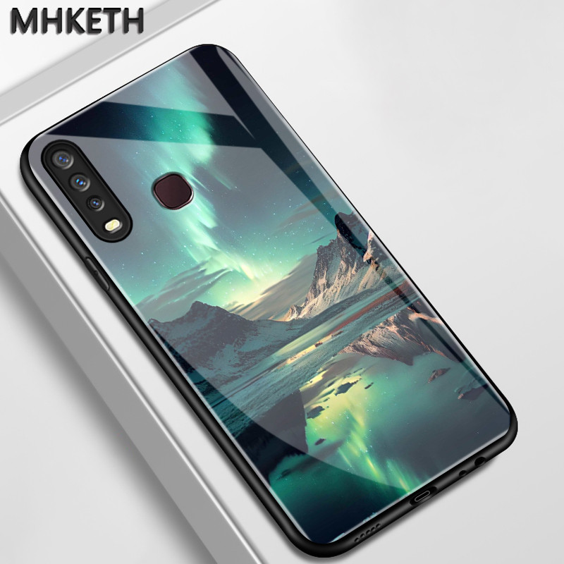 เคสสำหรับ VIVO Y12 Y15 Y17 Y12i Y3 Y3s 2020 เคสโทรศัพท์กันรอยขีดข่วนกระจกลายภูเขาหิมะออโรร่าแบบมีลักษณะเฉพาะตัว