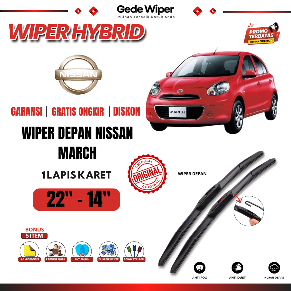 ที่ปัดน้ําฝนกระจกรถยนต์ Nissan March Hybrid ฟรี 5 โบนัส